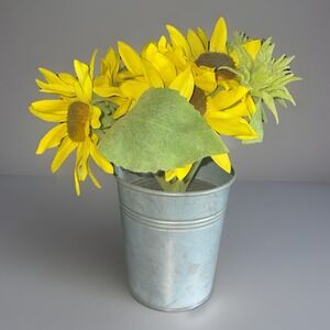 Primitives Planter - Artificial‎ Sunflowers Silver